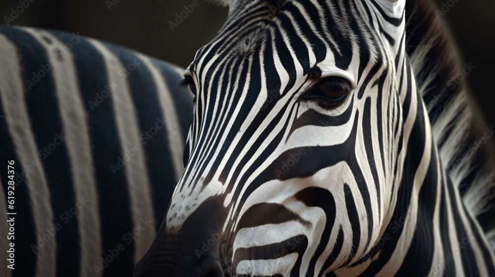 Naklejka premium zebra close up animal mammal wild generative ai