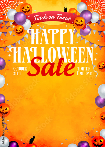 Halloween sale template vector illustration ( with text space )