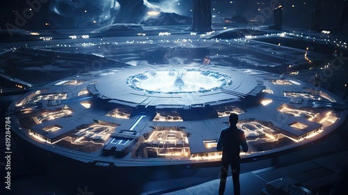 Fototapeta Naklejka Na Ścianę i Meble -  Engineers working secretly on spacecraft design and development, illustrating cutting-edge technology and innovation. Generative AI.