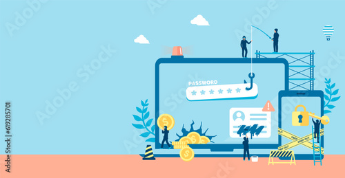 Cyber crime ( Internet security ) vector banner illustration