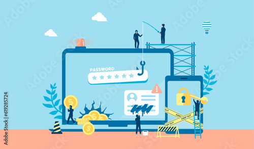 Cyber crime ( Internet security ) vector banner illustration