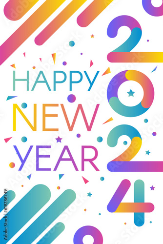 Vertical 2024 Happy New Year A4 Banner