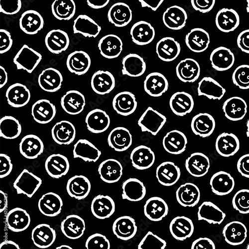 Grunge Smiles Minimalistic Seamless Pattern