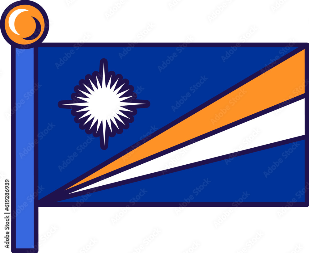 Fototapeta premium Marshall islands nation flag on flagpole vector