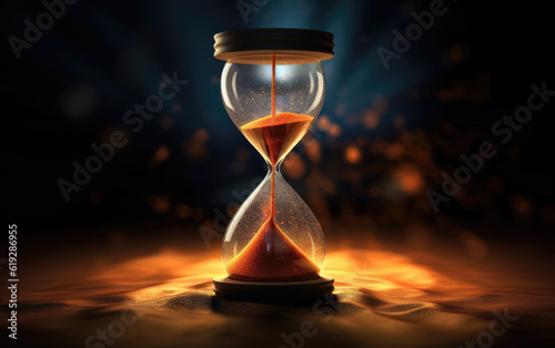 Hourglass with Dark Bokeh Background photo