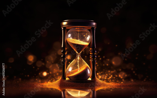 Hourglass with Dark Bokeh Background © LadyAI