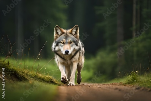 wolf in the forest generate with AI tool