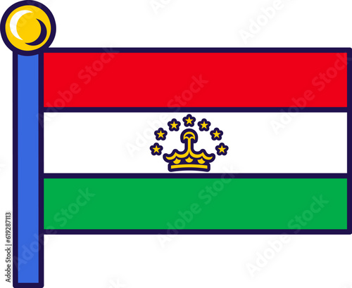 Tajikistan republic nation flag on flagpole vector