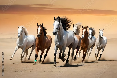horses in desert generate with AI tool © Muhammad