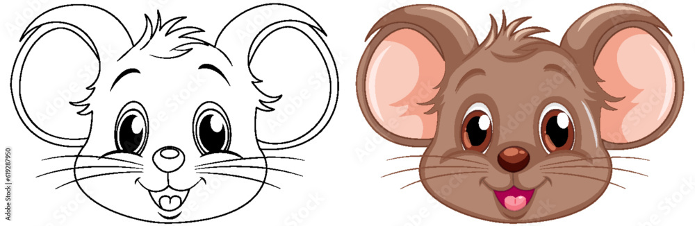 Coloring cute rat cartoon and its colour Coloring cute rat cartoon and its colour