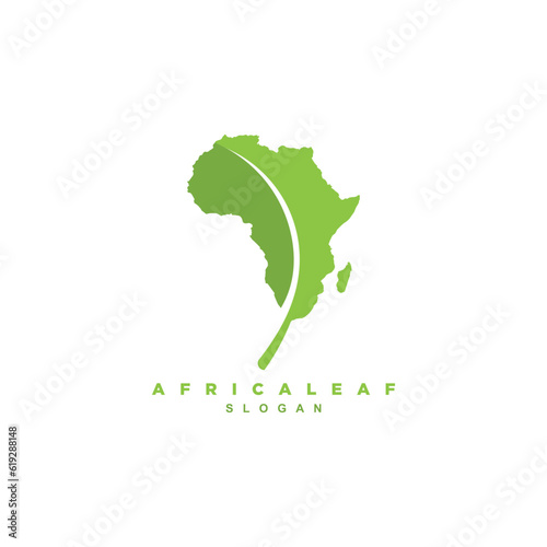 abstract African map as a green leaf logo design vector illustration