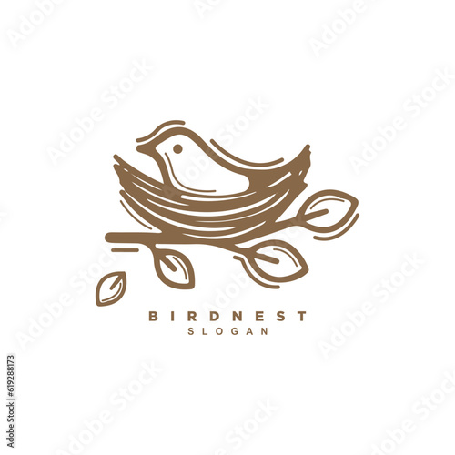 Premium abstract bird nest logo design vector for your brand or business