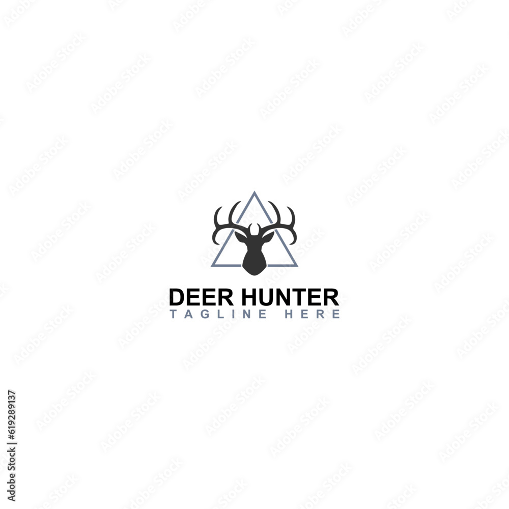 Deer hunter logo template isolated on white background