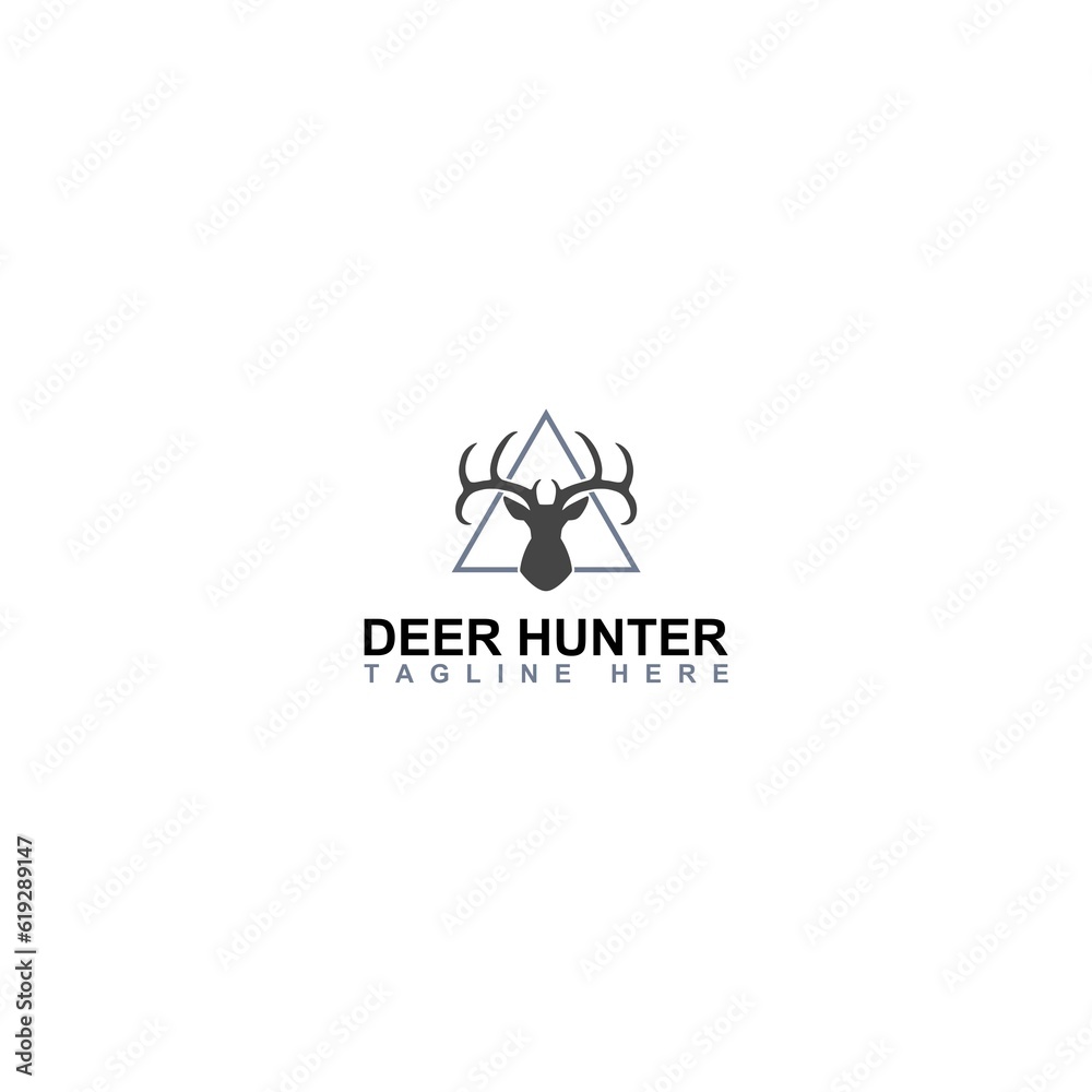 Deer hunter logo template isolated on white background Deer hunter logo template isolated on white background