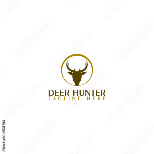 Deer hunter logo template isolated on white background