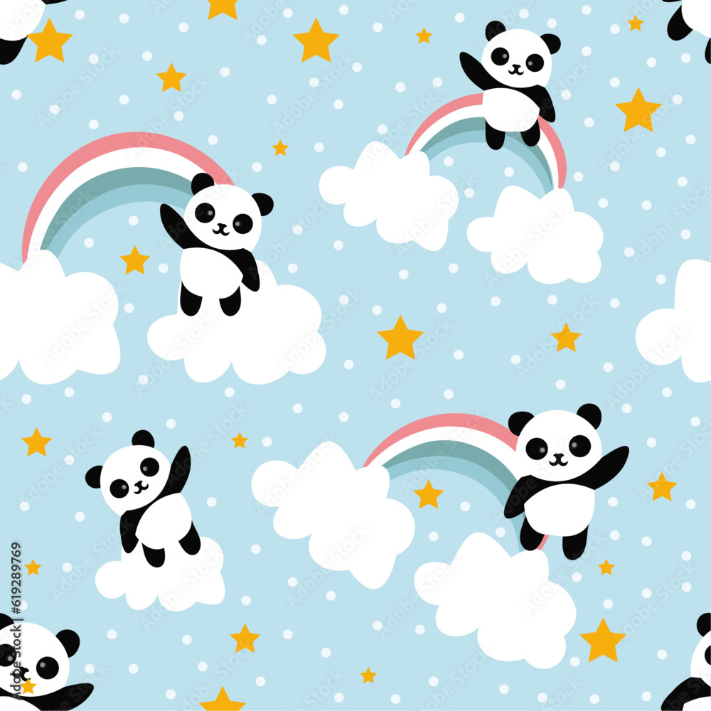 pattern with bear and clouds