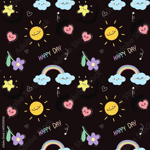 seamless pattern with cartoons.