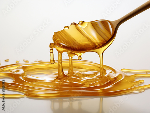 Honey falling from a wooden stick