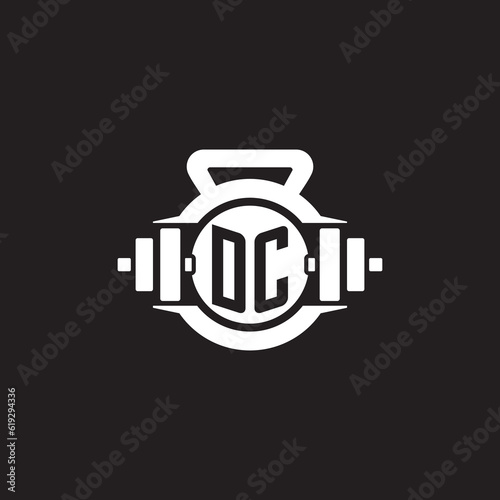 Initial DC logo design ideas with simple dumbbell and kettlebell icon