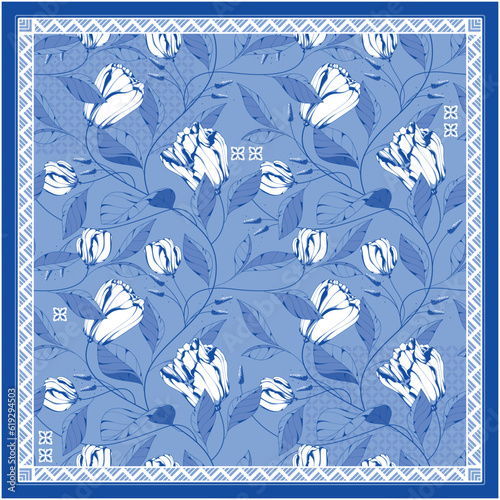 blue tulips floral scarves hijab design