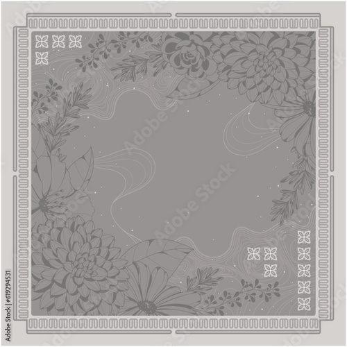 hand drawn vintage scarf hijab template