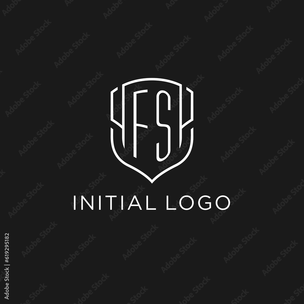 Initial FS logo monoline shield icon shape with luxury style Stock ...
