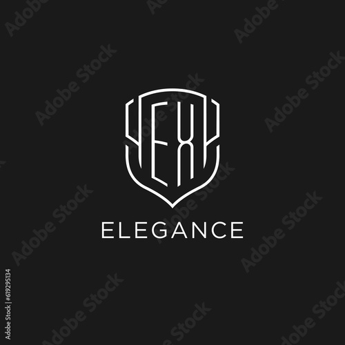 Initial EX logo monoline shield icon shape with luxury style