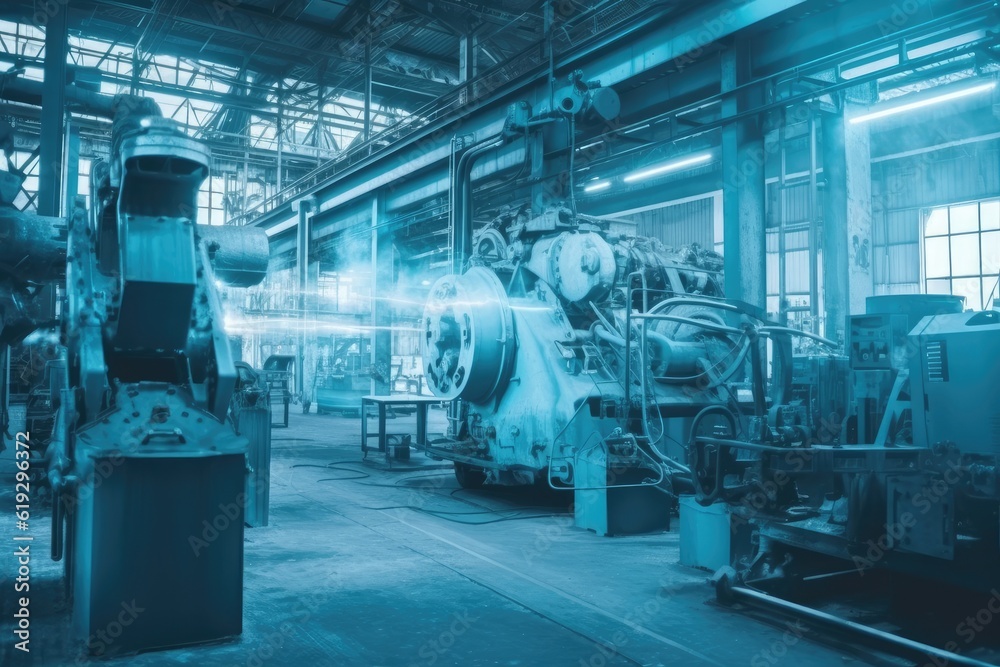 custom made wallpaper toronto digitalinterior of a factory with operational machinery and equipment. Generative AI