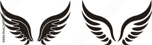 black and white wings tattoo design on white background