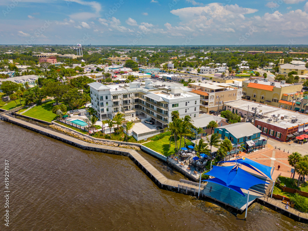 Drone aerial photo waterfront Downtown Stuart FL USA