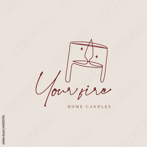 Logo one line for home candles. Vector illustration
