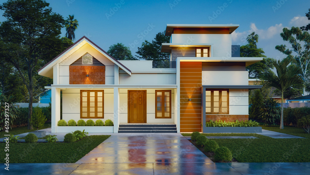 3d illustration of a newly built luxury home 3d illustration of a newly built luxury home