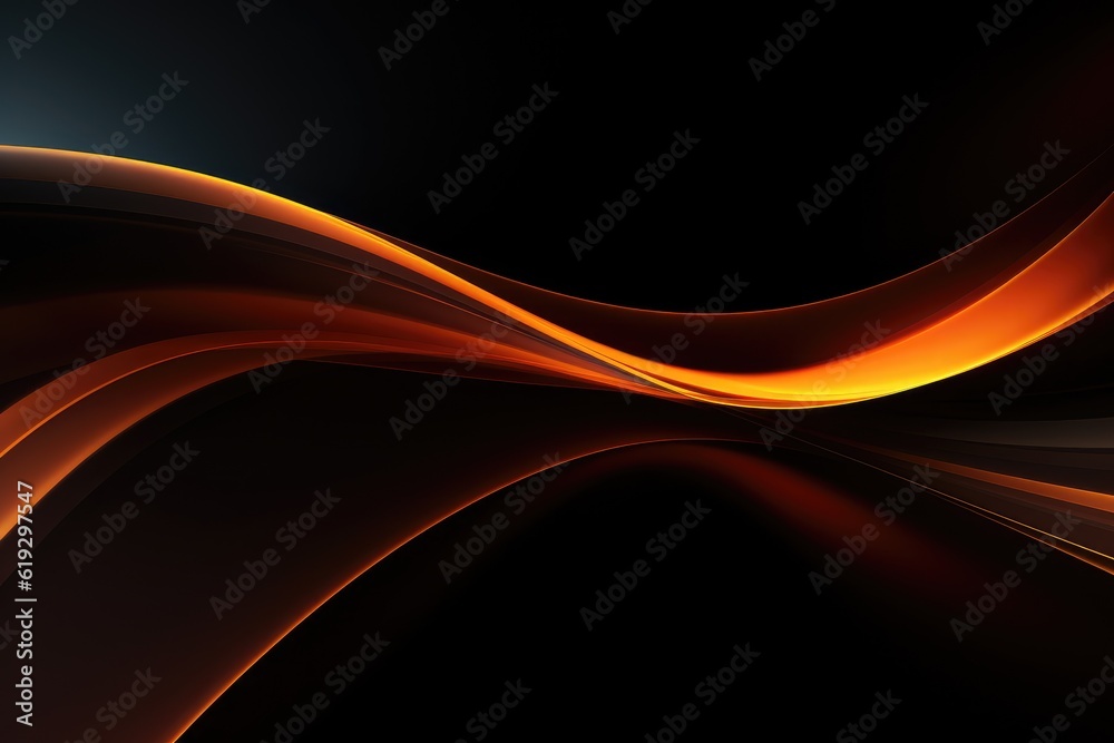 Fototapeta premium Abstract Light Orange wave on black background