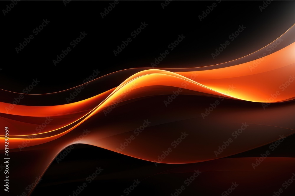 Fototapeta premium Abstract Light Orange wave on black background