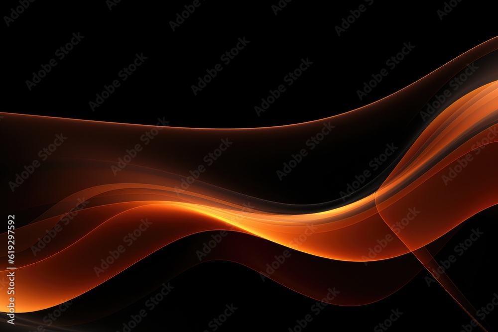 Obraz premium Abstract Light Orange wave on black background