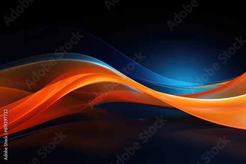 Abstract Light Orange and blue wave on black background