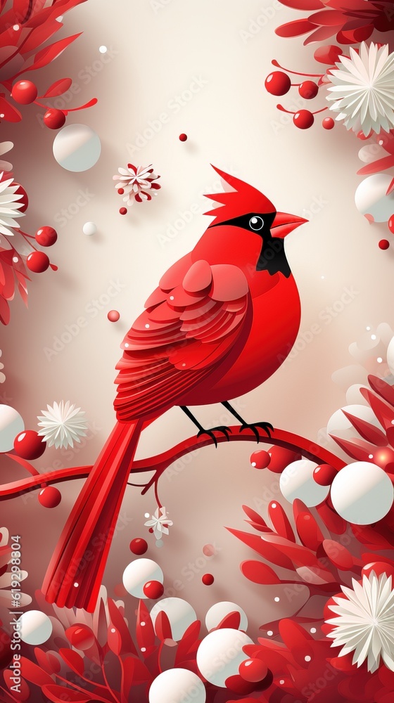red cardinal Christmas bird on frame generative ai red cardinal Christmas bird on frame generative ai