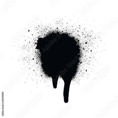 Abstract grungy graffiti black paint dot brush