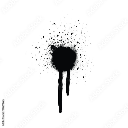 Abstract grungy graffiti black paint dot brush