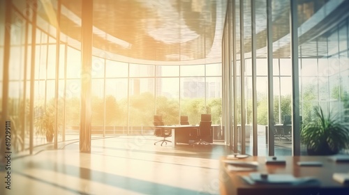 morning sunlight coming from large window in the empty office space  best for background concepts and ideas for business presentation background  wallpaper and backdrop 