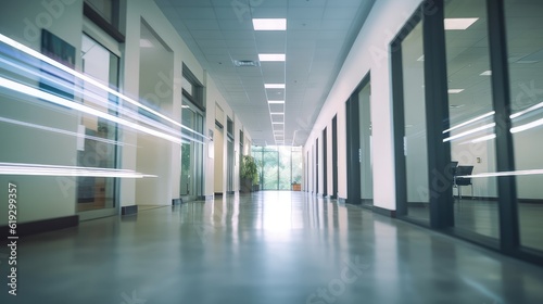 Beautiful Long empty modern office corridor with bright white light and large windows, best for background concepts and ideas for business presentation background, wallpaper and backdrop 
