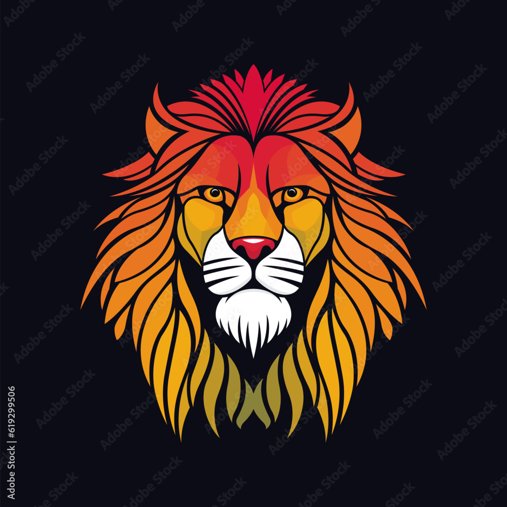 Lion head colorful gradient vector illustration