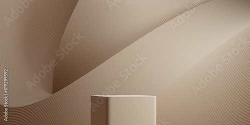 3d abstract podium with brown background for cosmetic, perfume and product presentation. 3d rendering illustration.