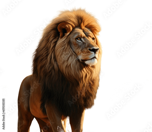Lion king standing isolated on transparent background, Generative AI