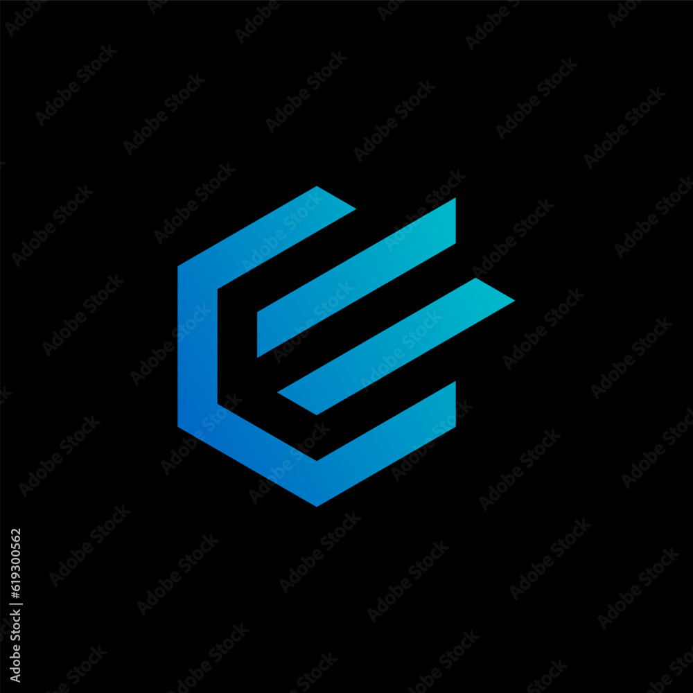 Logo design graphic concept creative abstract premium free vector stock letter E or CE font on hexagon negative space. Related to typography monogram Logo design graphic concept creative abstract premium free vector stock letter E or CE font on hexagon negative space. Related to typography monogram