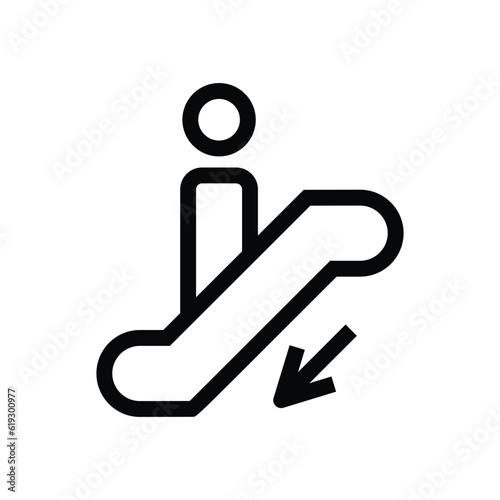 Going down escalator vector icon