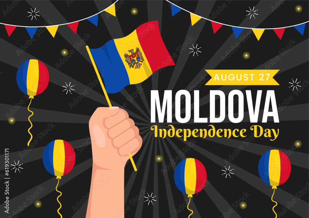 Moldova Independence Day Vector Illustration on August 27 with Waving