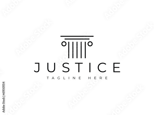 Abstract greek column in a minimalist style logo design