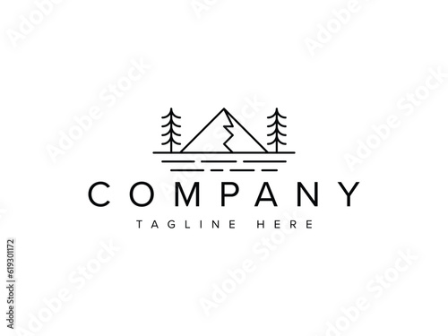 outdoor nature line logo. adventure landscape logo design