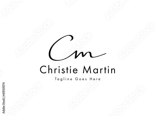 CM CM letters initial handwriting signature logo design